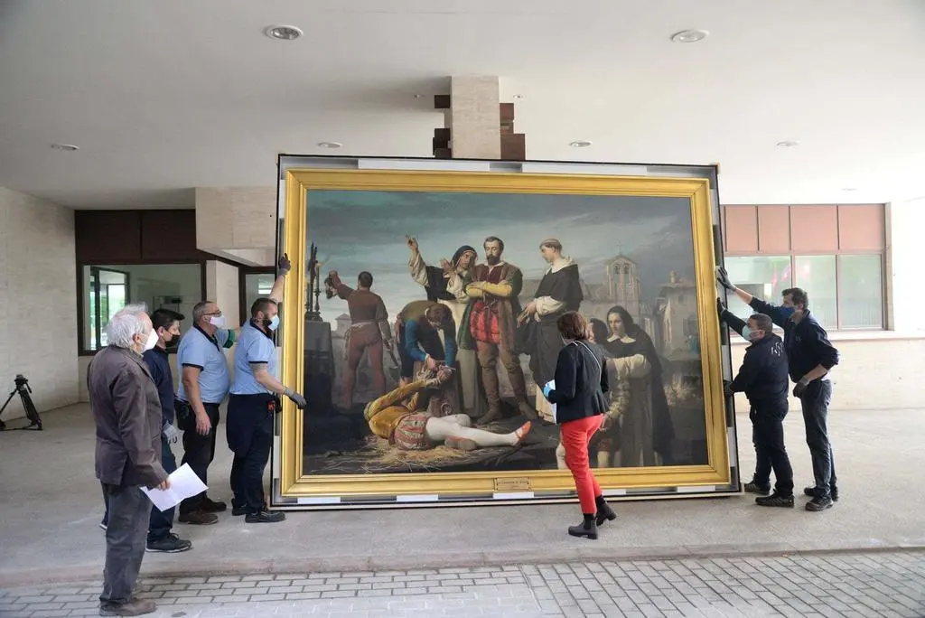Llegada de la obra de Gisbert 'Los comuneros' a las Cortes de CyL