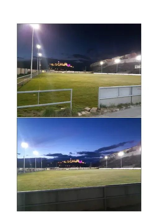 Ayto. Puebla de Sanbria. Nuevo alumbrado campo fútol El Pinar. Abril 2021