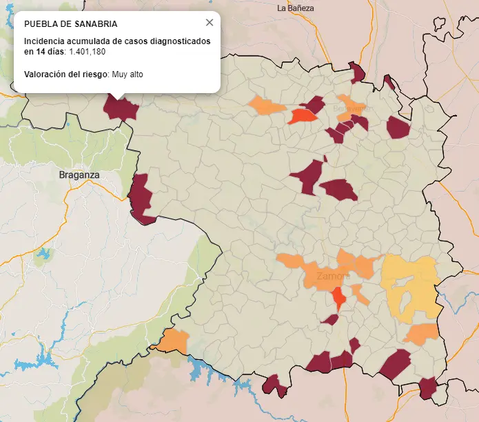 Mapa incidencia ZBS a 14 días. Fecha: 16 de abril