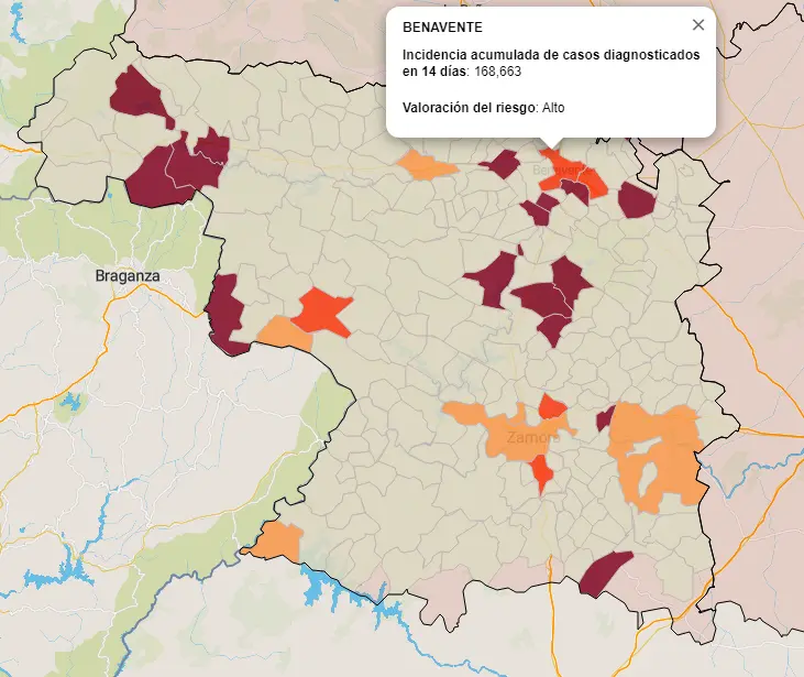 Mapa incidencia por municipios en os últimos 14 días (24 abril)