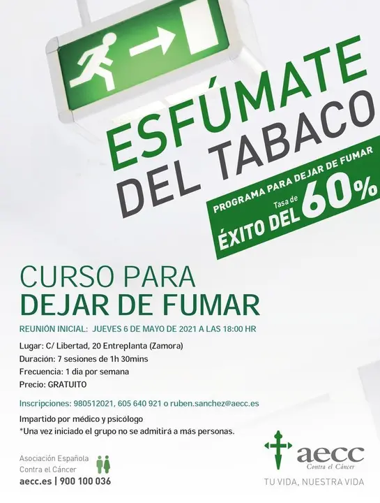 Cartel del curso para dejar de fumar