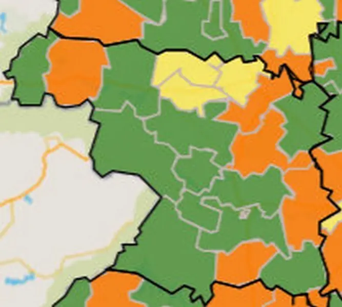 Mapa de las ZBS con más PCR positivas