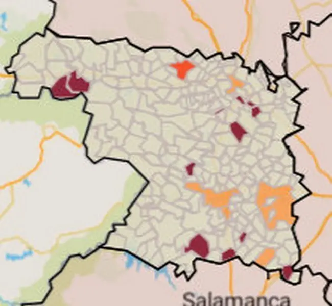 Mapa de municipios en nivel de riesgo muy alto