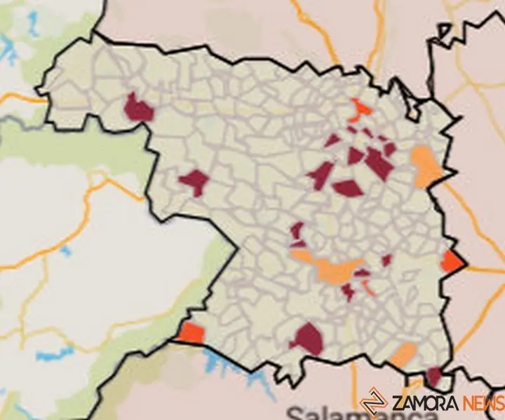 Mapa de incidencia en los municipios zamoranos