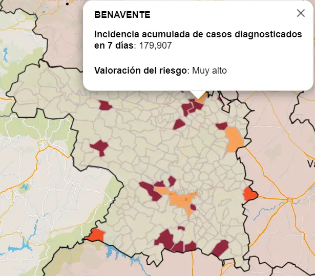 Mapa incidencia municipios a siete días (15 de mayo)