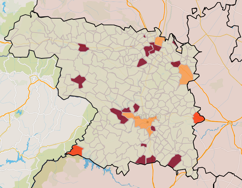 Mapa de incidencia por municipios a siete días (16 de mayo)
