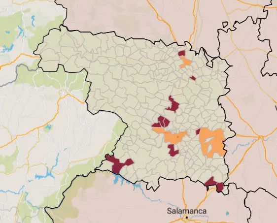 Mapa municipios con una iA muy alta a 7 días (26 de mayo)