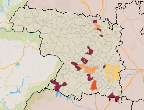 Mapa municipios con una IA muy alta a 7 días (27 de mayo)