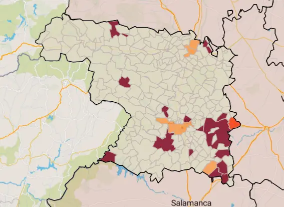 Mapa municipios con una iA muy alta a 7 días (5 de junio)