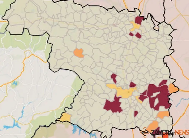 Mapa de riesgo por municipios en porcentajes de positividad