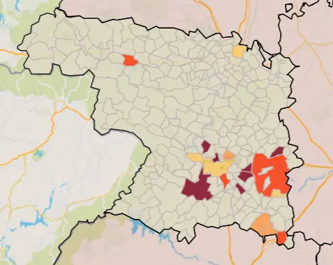 Mapa municipios con una positividad muy alta a 7 días (12 de junio)