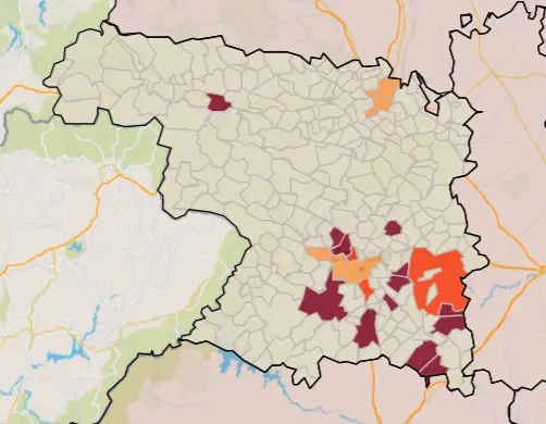 Mapa municipios con una iA muy alta a 7 días (12 de junio)
