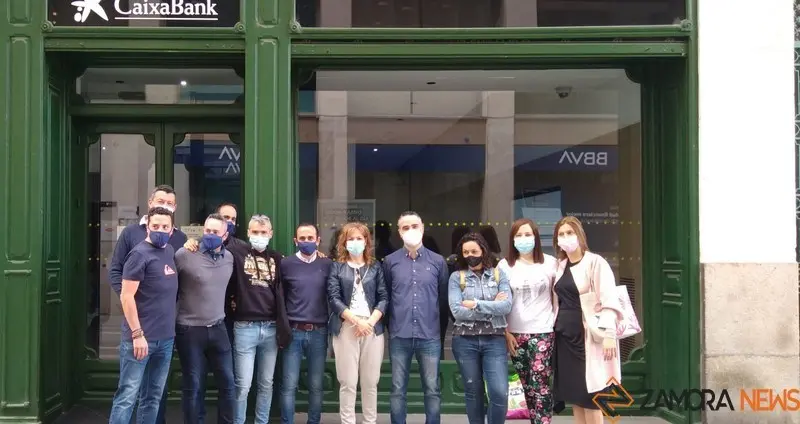 Imagen de archivo de la concentración de empleados de Caixabank y Bankia