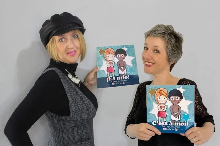 Las hermanas Poncet con el libro de educación y prevención de abusos sexuales "¡Es mío! Mi cuerpo, mis decisiones"
