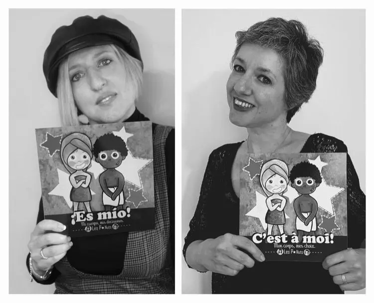 Las hermanas Poncet con el libro de educación y prevención de abusos sexuales "¡Es mío! Mi cuerpo, mis decisiones"