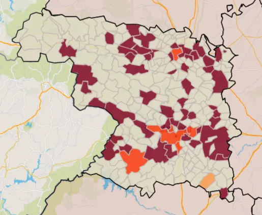 Mapa IA municipios a siete días (14 de agosto)