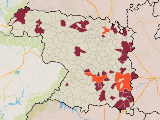 Mapa ZBS casos activos a 7 días (24 de agosto)