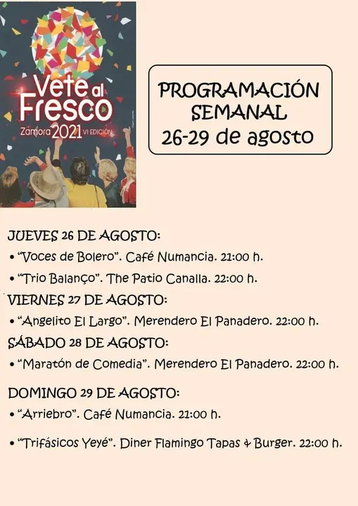 Vete al Fresco. 23-29 agosto