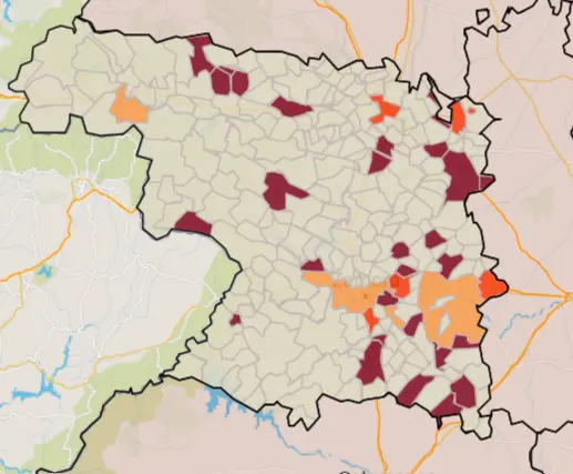 Mapa IA municipios a siete días (30 de agosto)