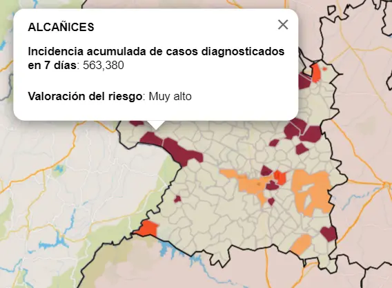 Mapa IA municipios a siete días 5 de septiembre)