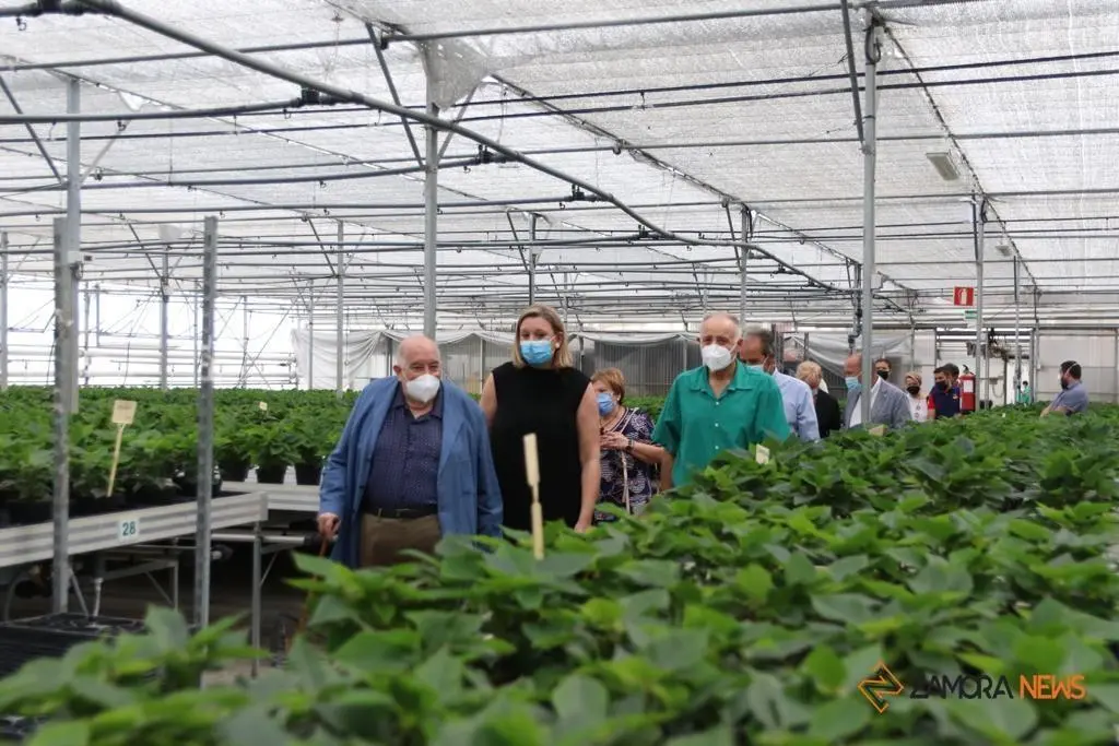 La consejera de Familia, Isabel Blanco, junto al presidente de la Fundación Personas, Patricio Santana en la sede de Asprosub en Morales del Vino