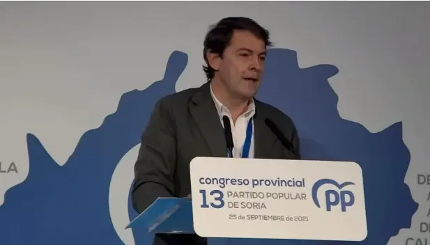 Mañueco durante el congreso provincial del PP de Soria