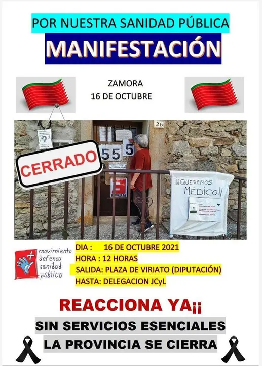 Cartel manifestación por la salud pública