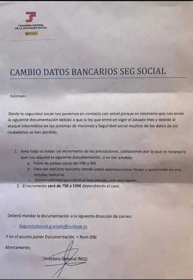 Imagen de la carta que han recibido algunas de las potenciales víctimas del fraude