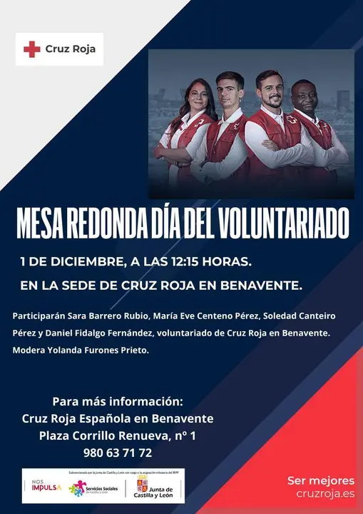 Cartel mesa redonda voluntariado benavente
