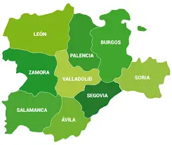 Mapa de Castilla y León.