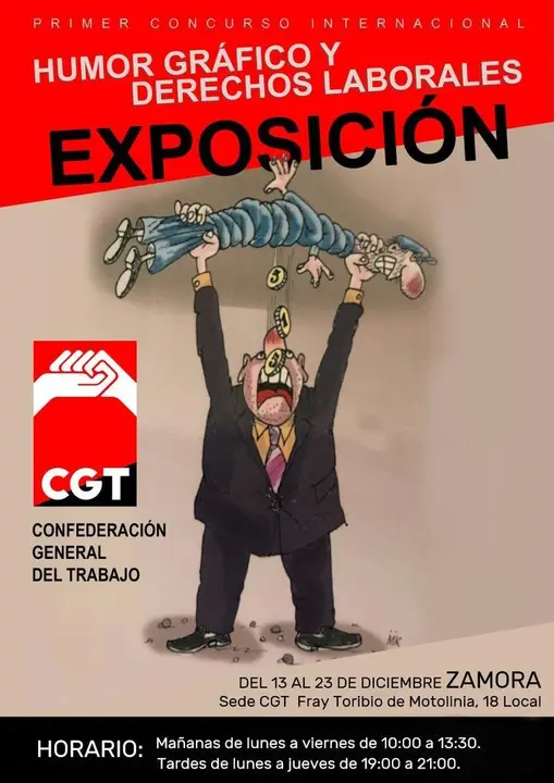 Cartel exposición Humor gráfico CGT Zamora