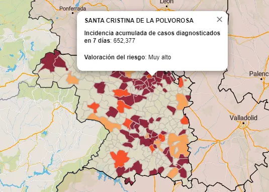 Mapa IA municipios a siete días (14 de diciembre)2