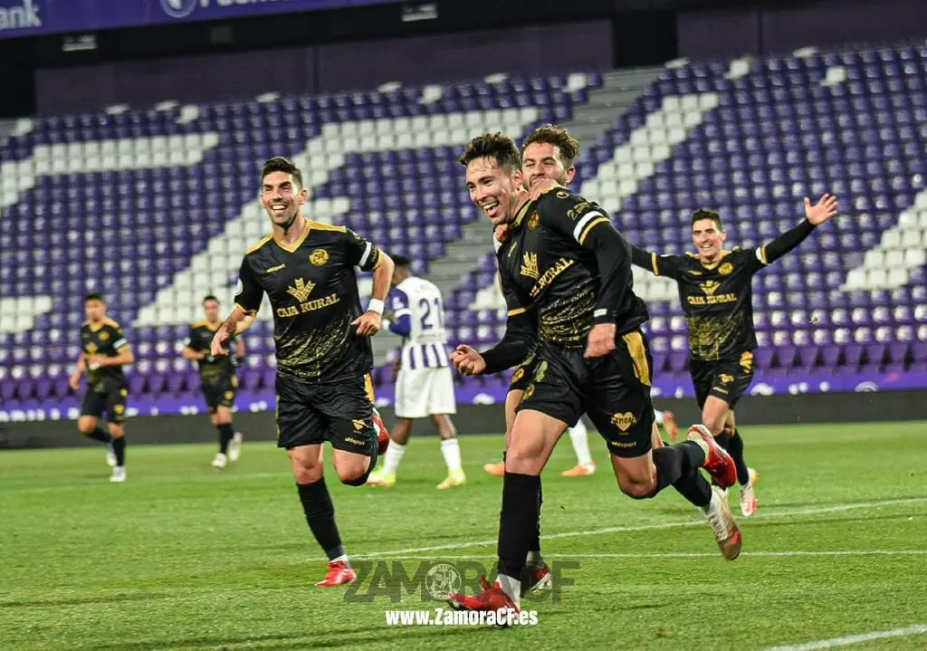 Un gol celebrado por el Zamora CF ante el Real Valladolid B. | FOTO: Zamora CF