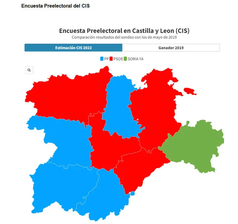 MAPA  Sondeo Preelectoral del CIS para Castilla y León