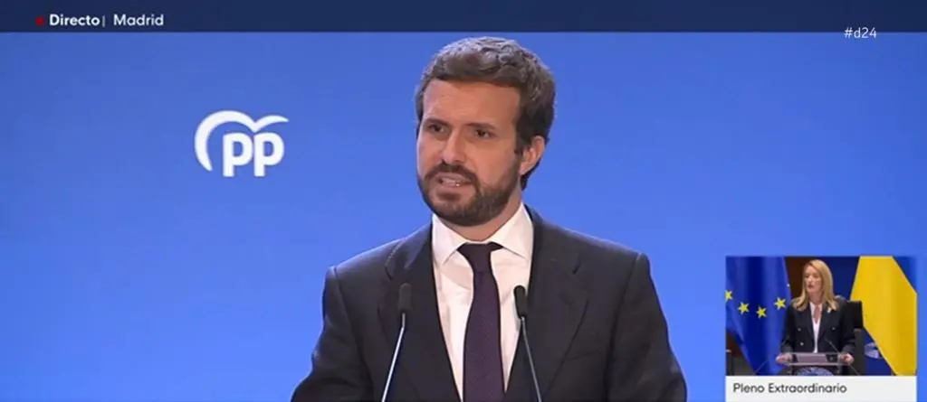 Pablo Casado durante su discurso de despedida en la Junta Directiva Nacional del Partido Popular