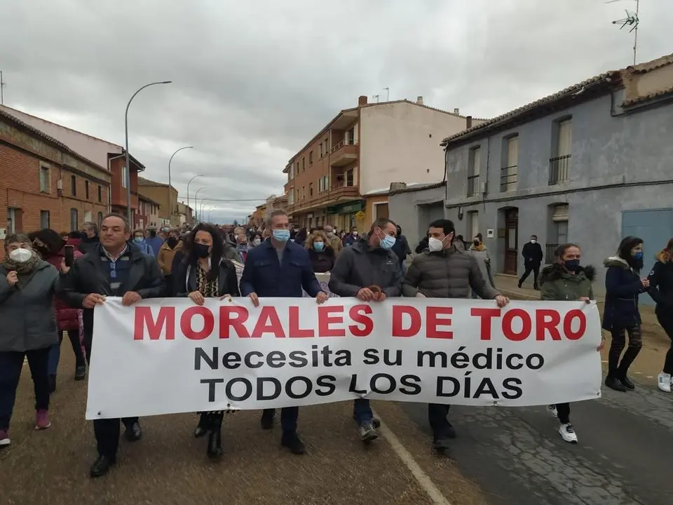 Protesta sanitaria en Morales de Toro. Fotografía: PSOE de Zamora