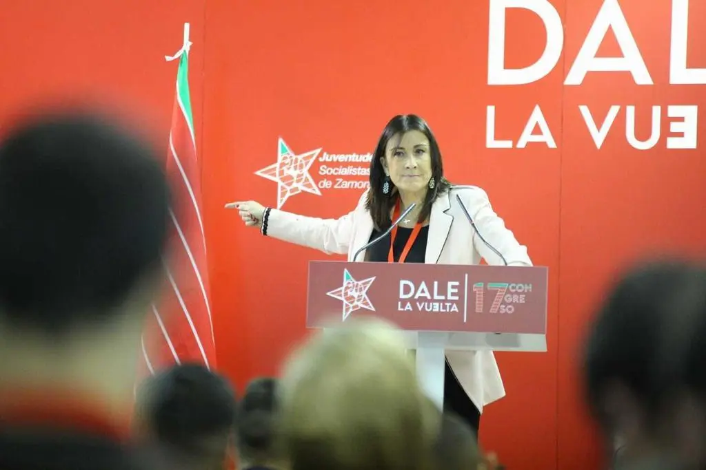 Ana Sánchez durante la clausura del 17 Congreso de las Juventudes Socialistas de Zamora. Fotografía: PSOE de Zamora
