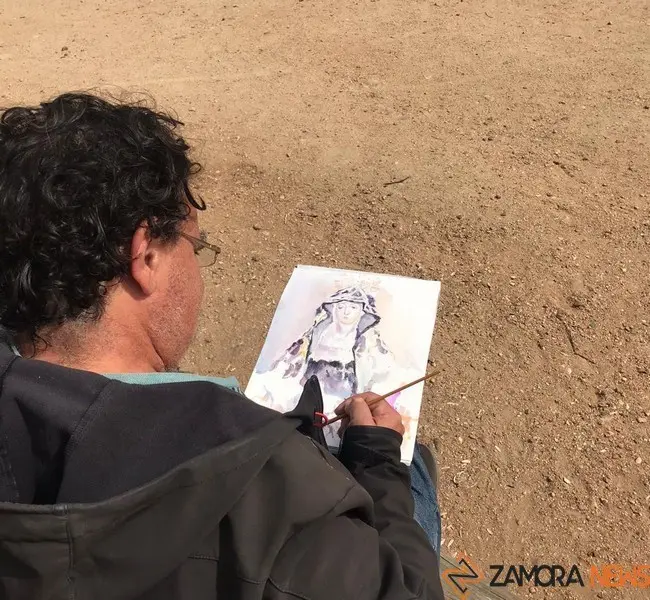 Luis dibujando a la orilla del Duero