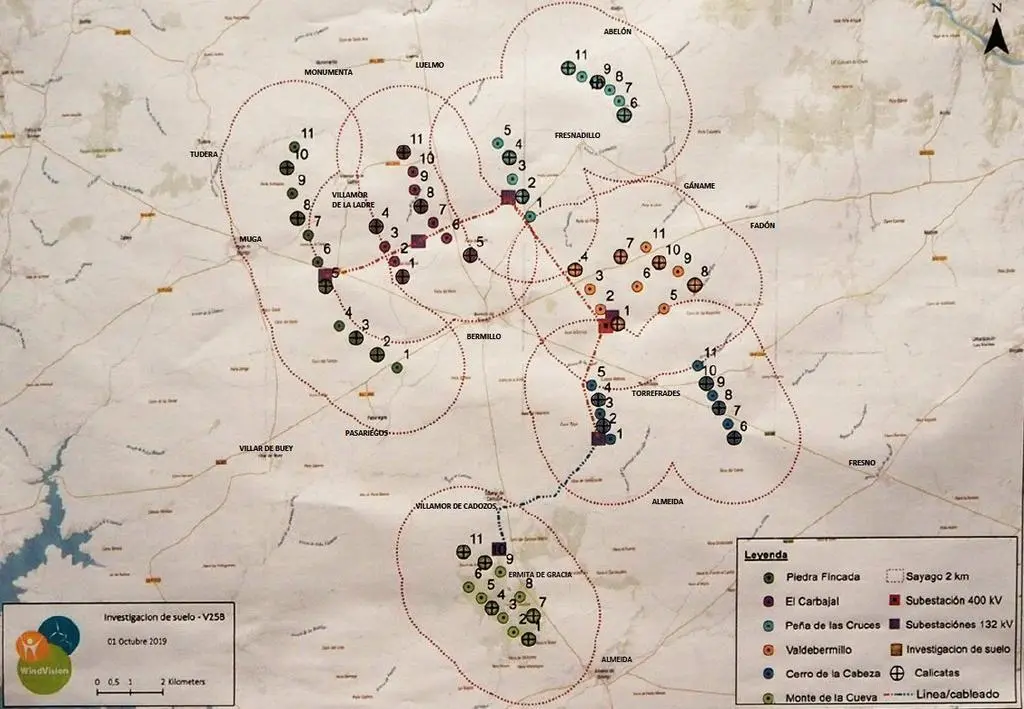 PSOE-Atyo. Bermillo Sayago. Imagen plano parques eólicos en proyecto