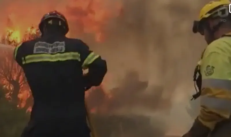 Bomberos en la Sierra de la Culebra. Imagen televisión alemana
