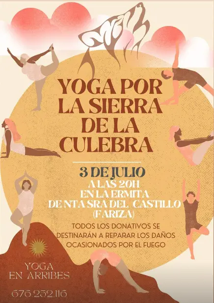 Cartel sesión de Yoga solidario a favor de la Sierra de la Culebra