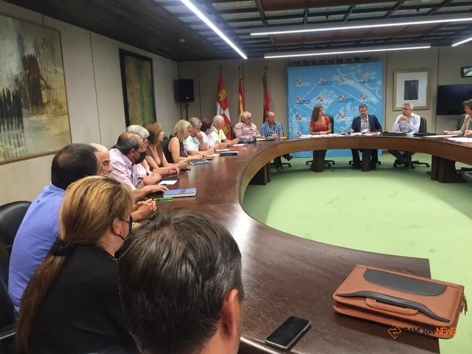 Reunión de la delegada territorial con los alcaldes de los municipios afectados por el incendio en Sierra de la Cuelebra