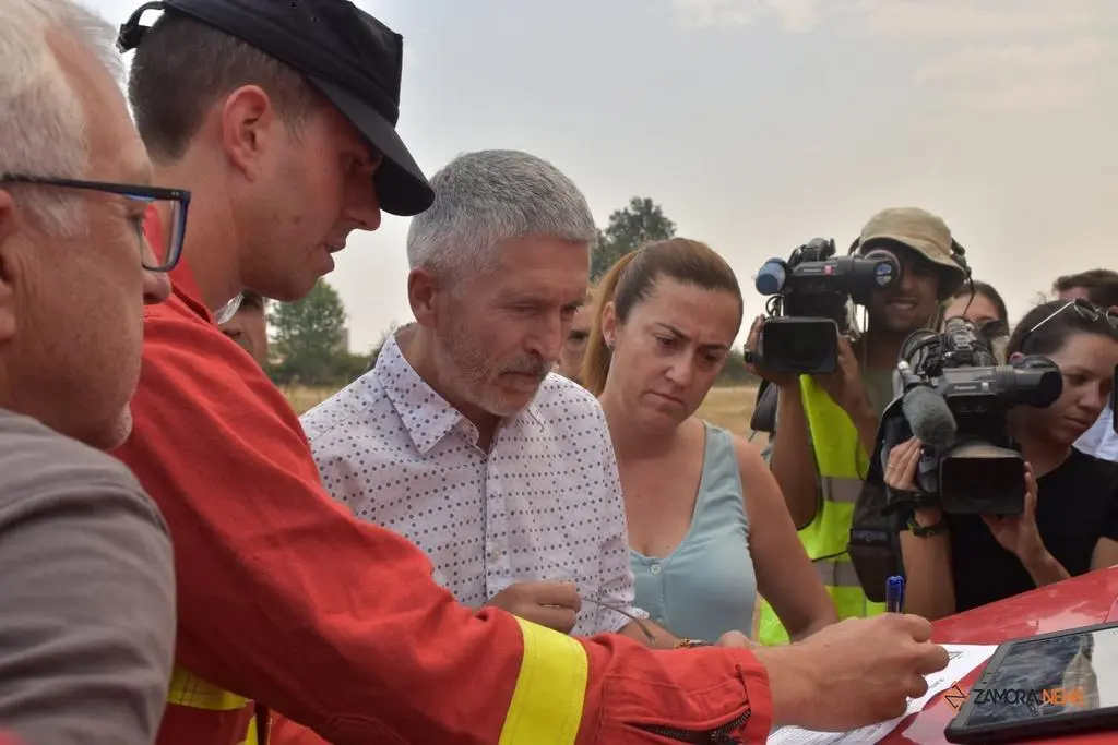 El ministro del interior, Fernando Grande-Marlaska, visita el fuego en Losacio_3