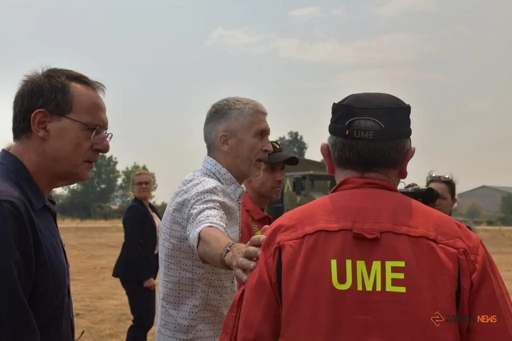 El ministro del interior, Fernando Grande-Marlaska, visita el fuego en Losacio_8
