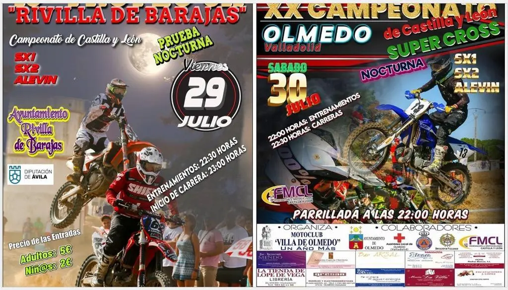 Pruebas de Super Cross en Rivilla de Barajas (Ávila) el y en Olmedo (Valladolid)
