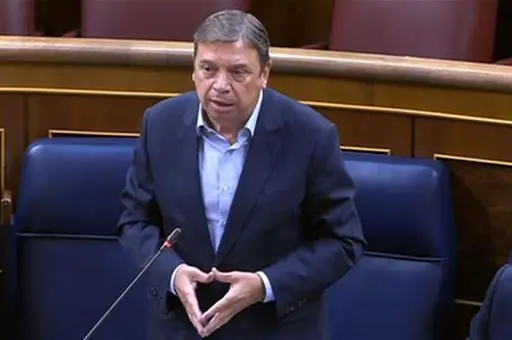 El ministro Planas durante su intervención en la Sesión de control al Gobierno en el Congreso de los Diputados.