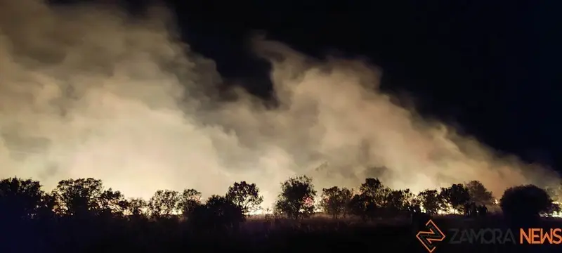 Imagen de archivo de un fuego declarado este verano entre Santovenia y Granja de Moreruela