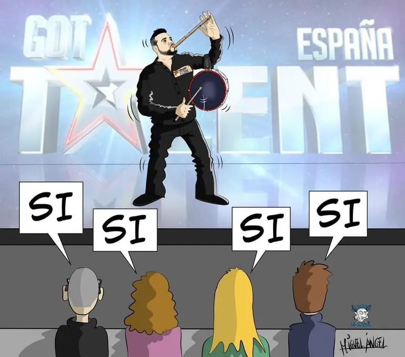 Viñeta de El rincón de Miguel a la actuación de Pedraza en Got Talen