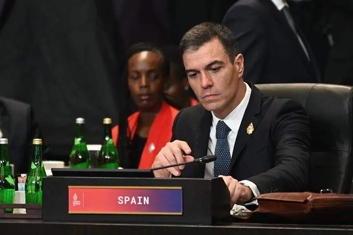 Pedro Sánchez vía Pool Moncloa.Borja Puig de la Bellacasa y Pool G20