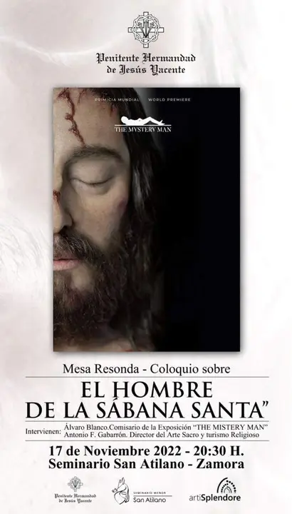 Cartel mesa redonda-coloquio sobre los últimos descubrimientos acerca de la sábana santa